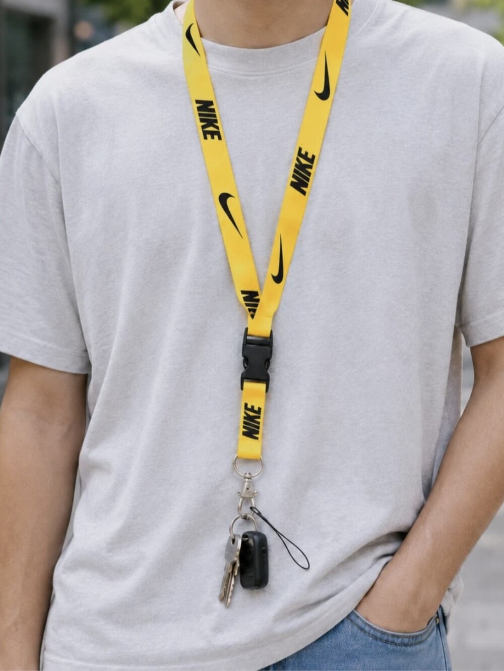Nike Premium Detachable Logo Lanyard Keychain Clip ID Badge Airpod Wallet Holder
